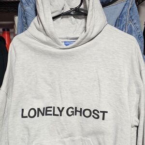 Lonely Ghost Light Gray Hoodie with Black Logo